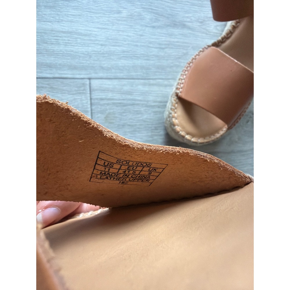 Soludos Minorca‎ High Platform Sandals Tan Leather Espadrille Wedge Womens 11 - Picture 5 of 5